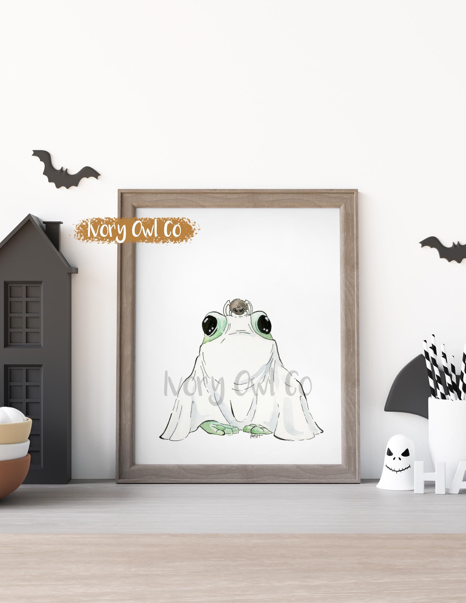 Spooky Ghost Frog Print - Etsy