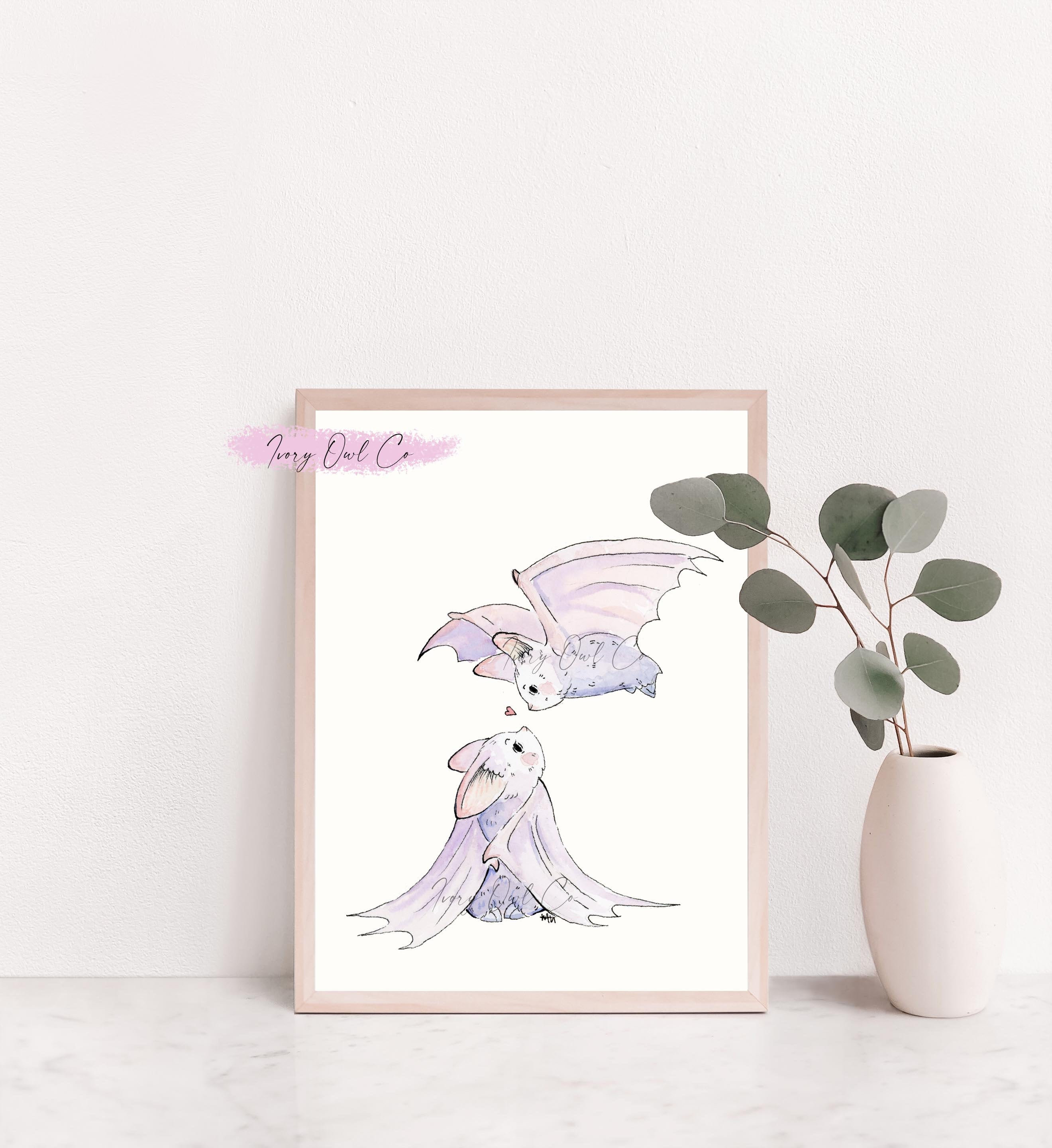 Watercolor Bats Print