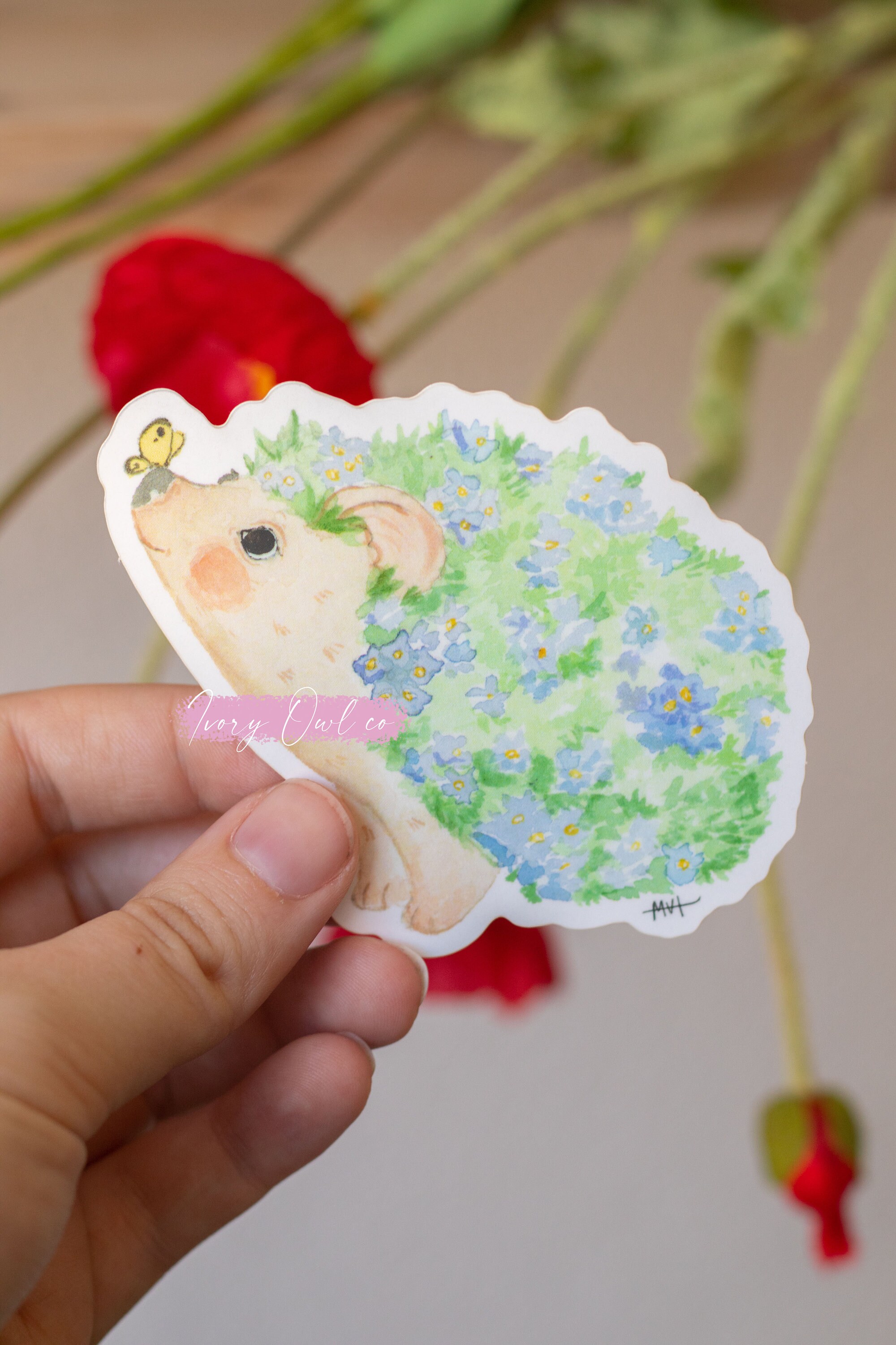 Flower Hedgehog Sticker