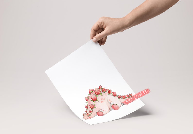 Strawberry Dino Print Etsy