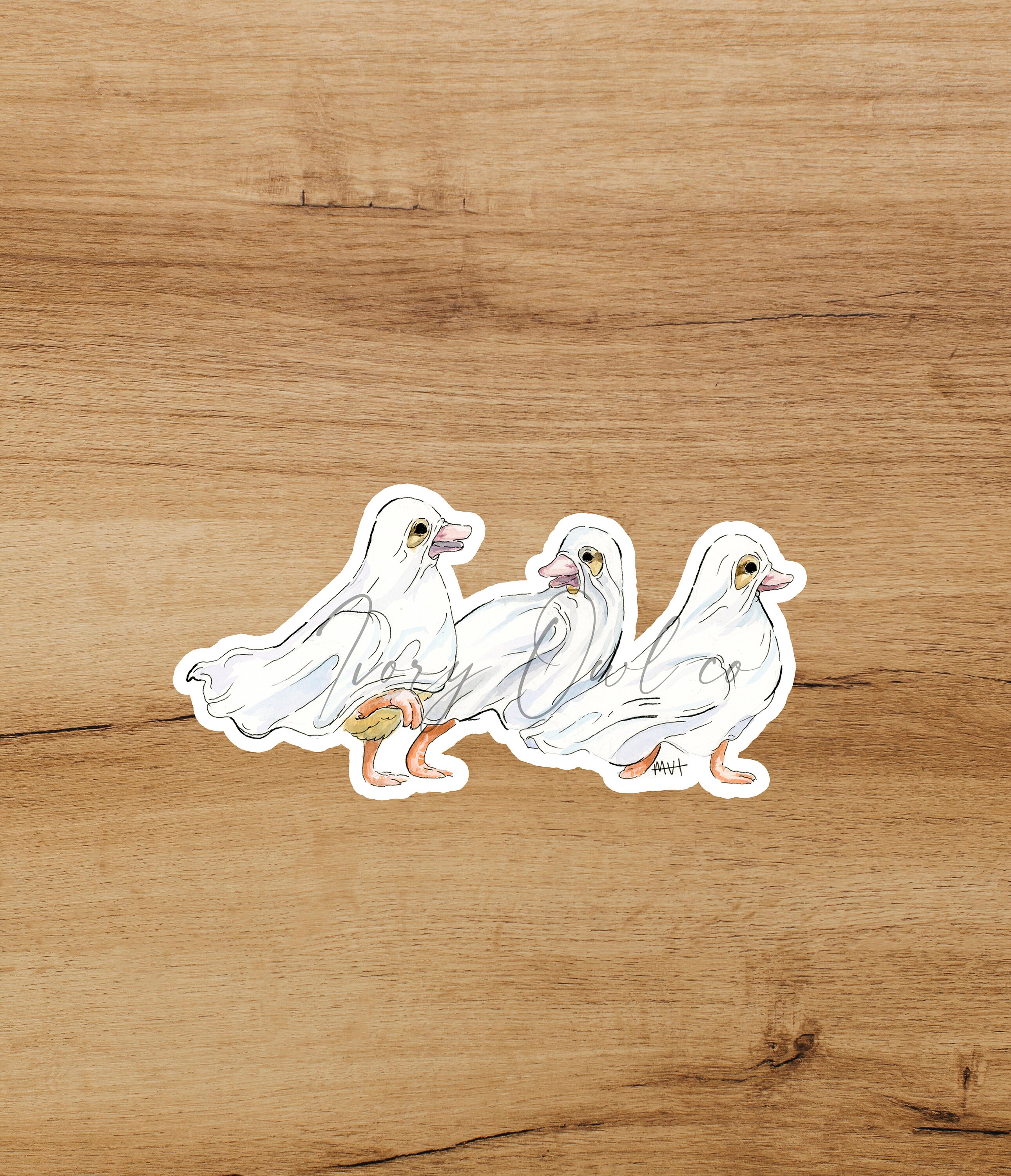 Spooky Ghost Ducklings Sticker