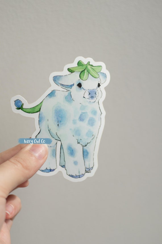 Blueberry Cow Sticker Etsy