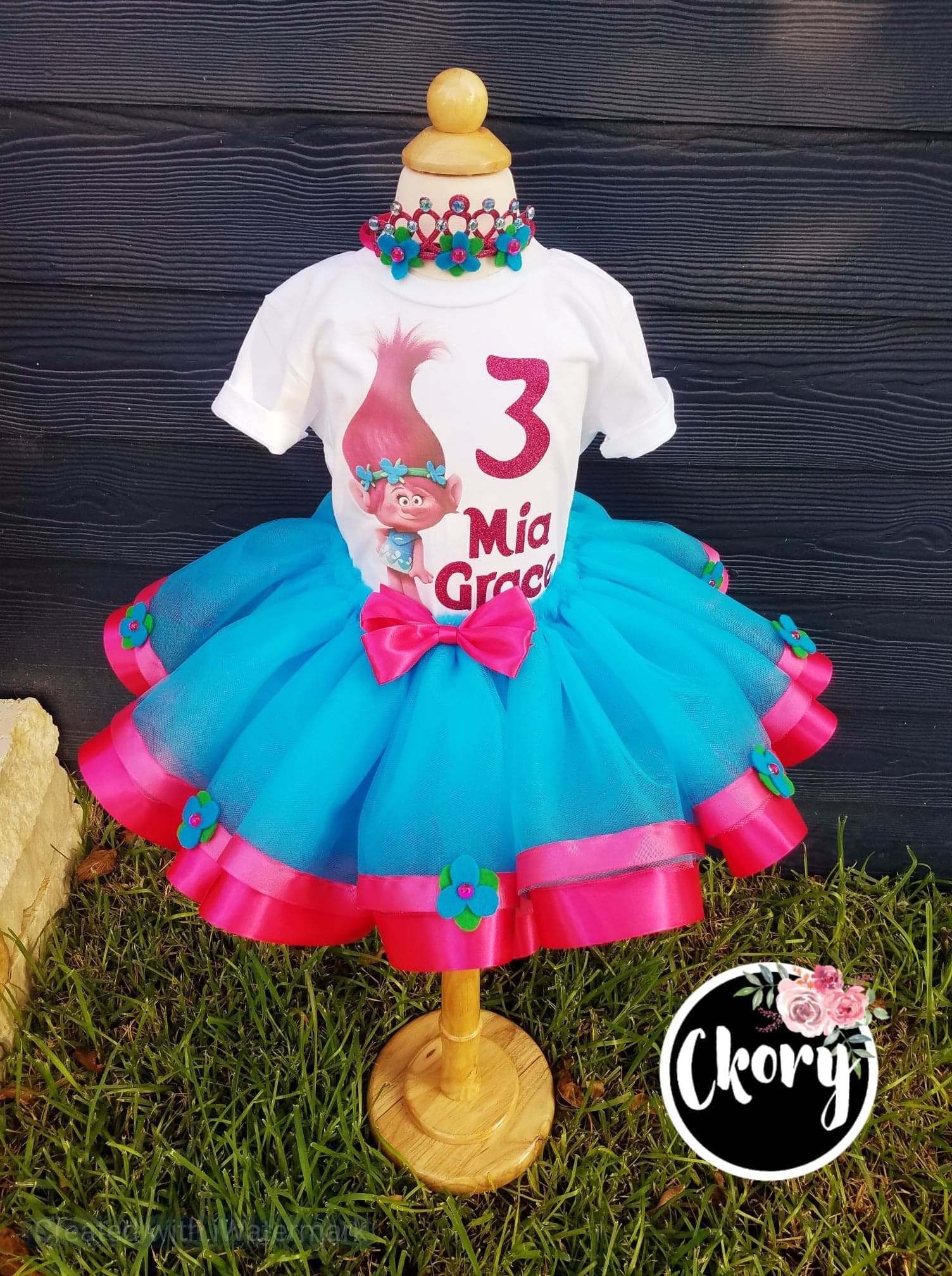 trolls birthday party dress TROLLS Poppy and Branch Fun Birthday Party Invitation With Photo! Prin –  BinvitedDesigns main image 1