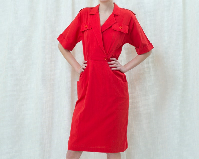 bright red midi dress