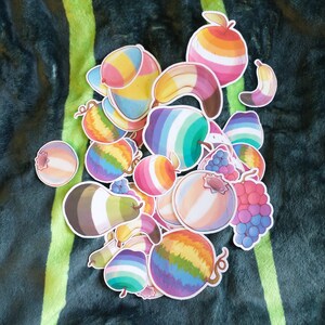 LGBTQ+ pride fruit stickers