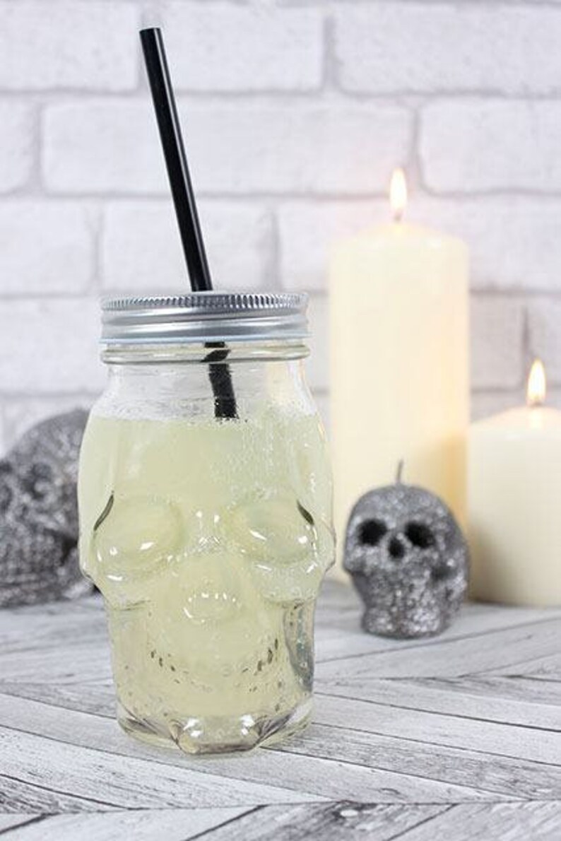 Skull Drinking Glass with Straw Etsy