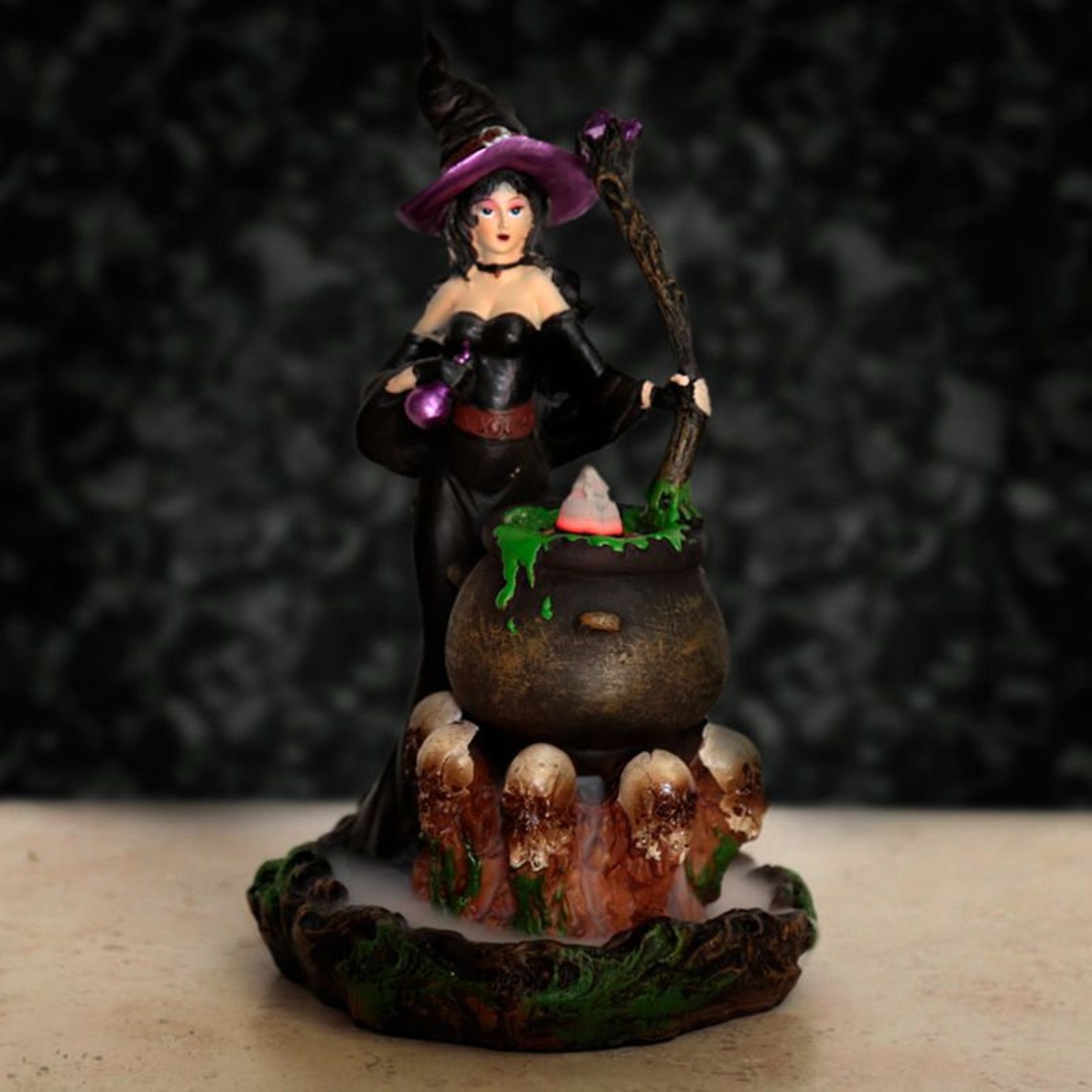 Witch with Cauldron Backflow Incense Burner Etsy