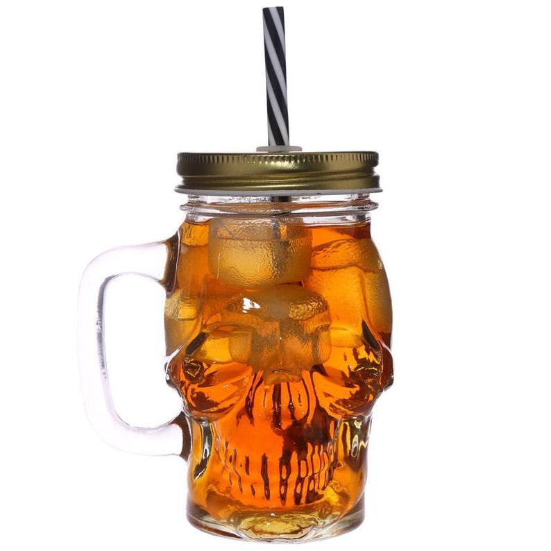 Skull Drinking Glass with Straw Etsy
