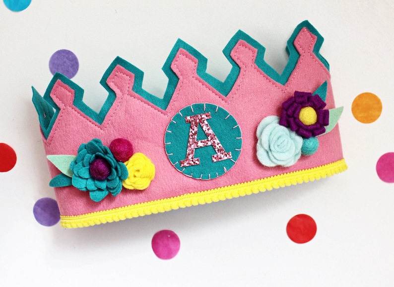 Personalised Flower Glittery Princess Birthday Crown