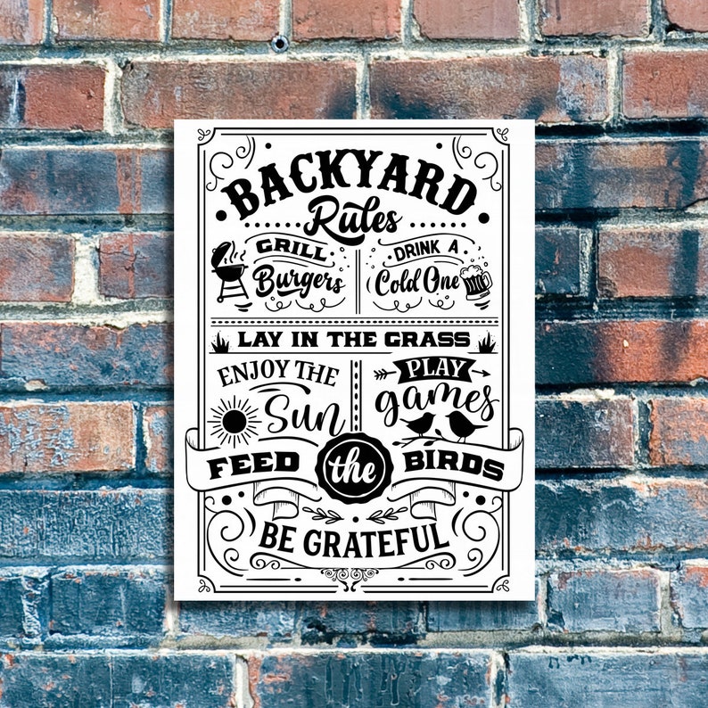 Backyard Rules Sign, Cabin Sign, Cabin by the Lake, Cabin and Lake Sign