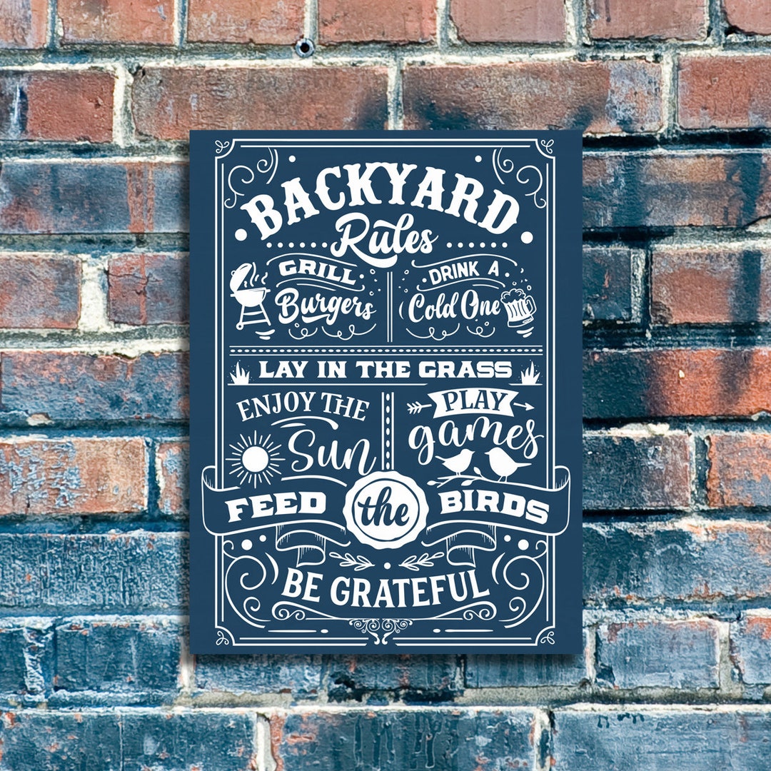 Backyard Rules Sign, Cabin Sign, Cabin by the Lake, Cabin and Lake Sign