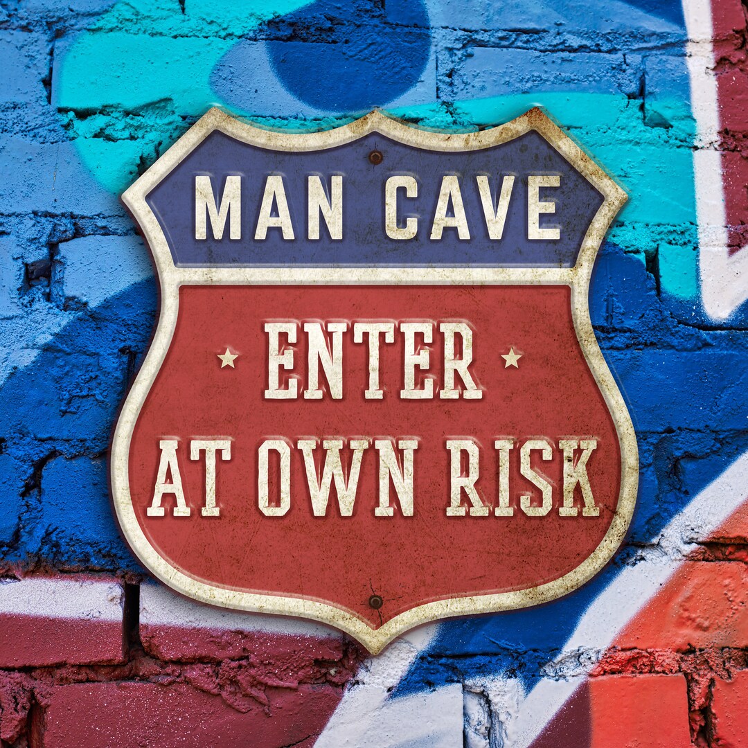Man Cave Aluminum Sign, Custom Metal Wall Art for Home Bar or Garage