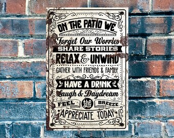 Patio Rules Sign, Personalized Outdoor Party Decor, Custom Patio Funny Metal Sign, Relax Patio Sign, House Decor, Bar and Grill Pool Sign