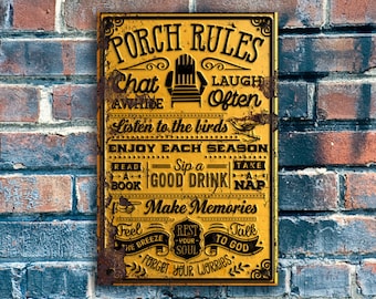 Porch Rules Sign, Back Porch Aluminum Sign, Patio Sign, Aluminum Outdoor Sign, Porch Sign, Personalized Signs, Home Decor, Back Porch Sign