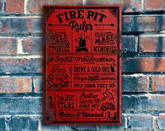 Firepit Rules Sign, Funny Firepit Sign, Firepit Decor, Outside Firepit, Family Firepit Sign, Firepit Safety Sign, Fun Family Gift, Camping