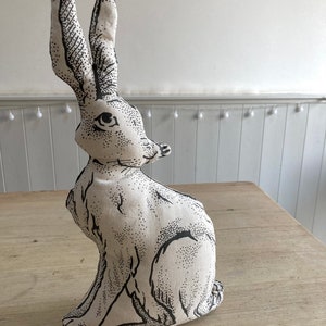 One Fabulous hare tea towel / cut & sew cushion / toy / doorstop