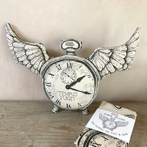 One Fabulous vintage styled clock tea towel / cut & sew cushion / toy