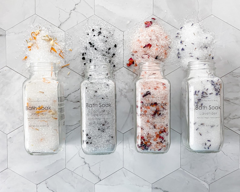 Bath Salts Jasmine, Rose, Eucalyptus & Spearmint, or Lavender image 1