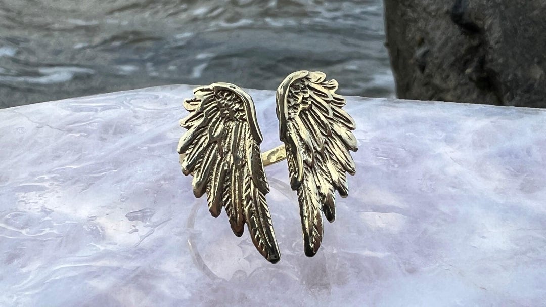 Brass Angel Wing Ring - Etsy