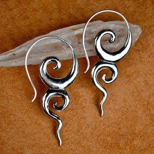 Long Silver Goddess Earrings, Statement Dangle Earrings