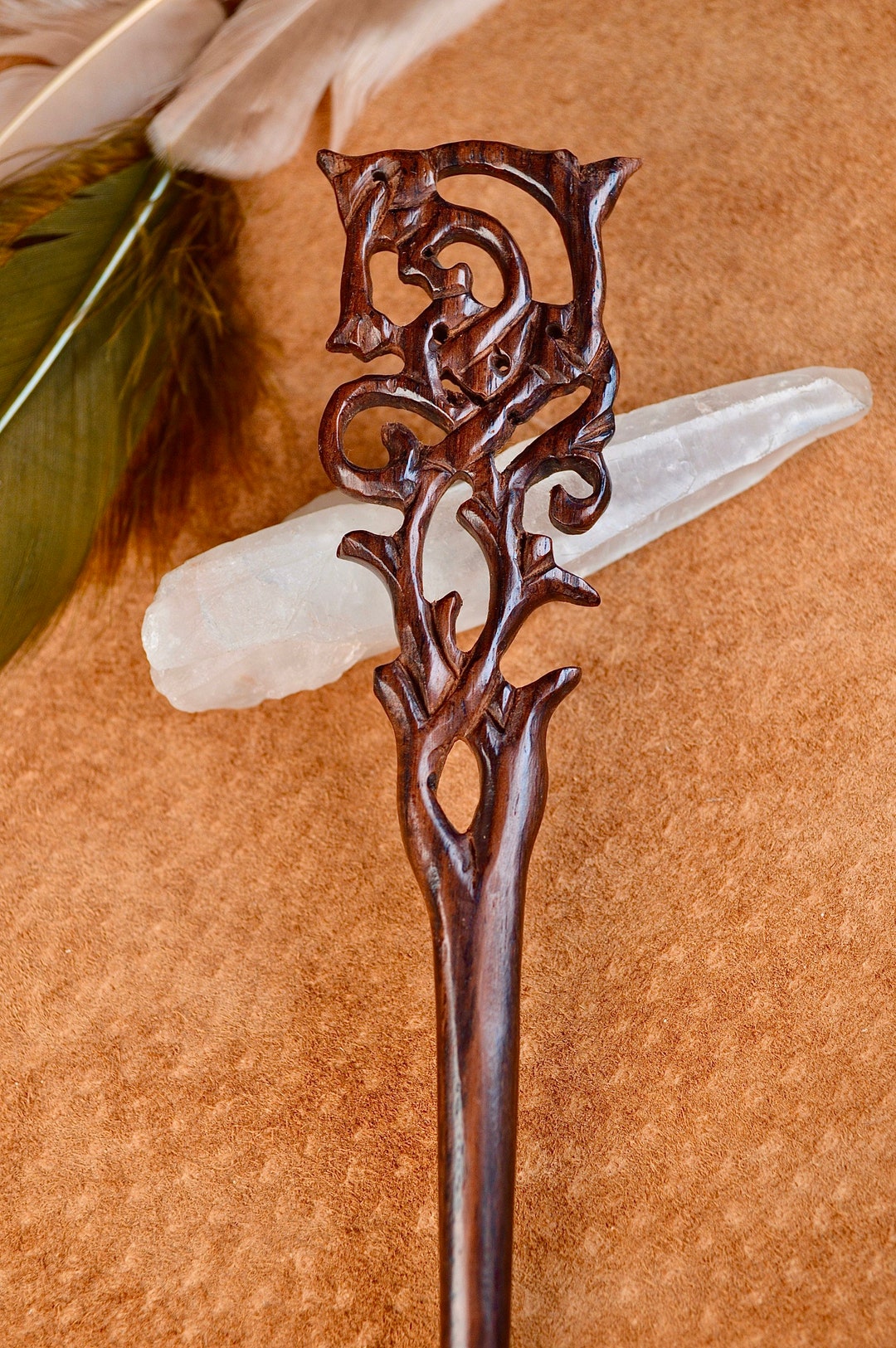 Beautiful hand carved hair-pin.