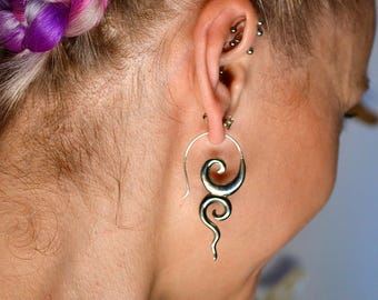 Pendientes largos de plata estilo diosa, pendientes colgantes llamativos