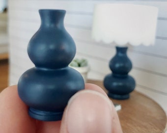 Ink Blue Double Gourd Decorative Dollhouse Accent Lamp Base 1/12 Scale Miniature Modern  Decor