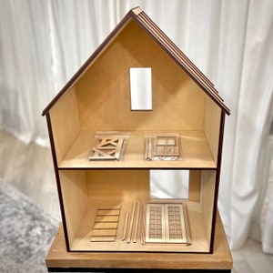 1:12 Scale Mini Modern Two-Level Farmhouse Dollhouse in Two Options Assembled and Kit image 6