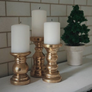 Dollhouse Candlesticks with Candles Metallic Gold 1/12, 1/6 Miniature Modern  1:12 Scale Decor