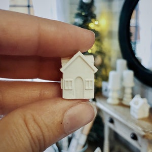 White Holiday House 1/12 Dollhouse Accent Miniature Modern 1:12 Christmas Luminary Village Decor image 4