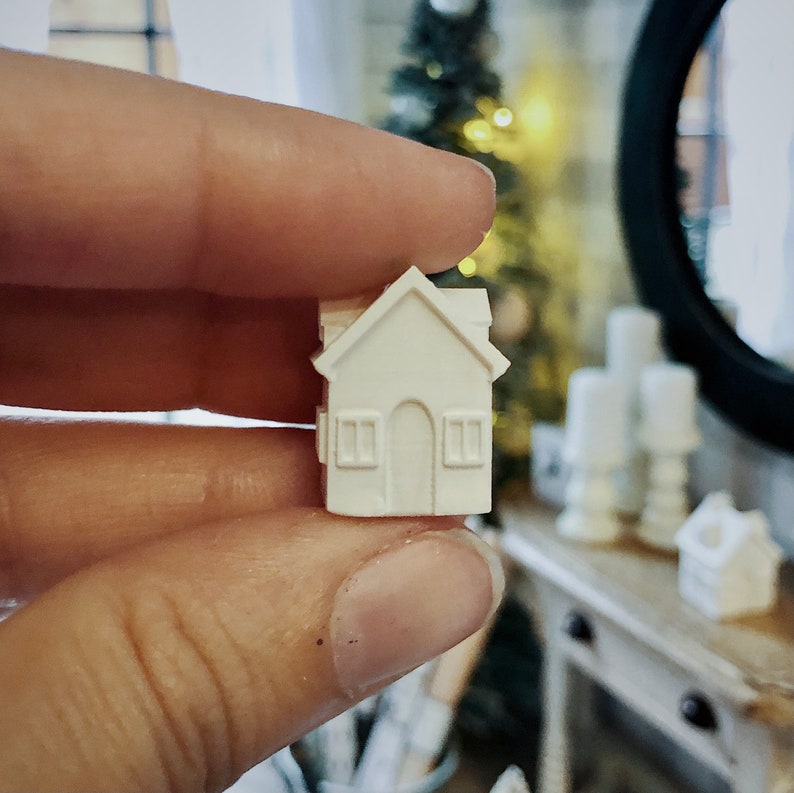 White Holiday House 1/12 Dollhouse Accent Miniature Modern 1:12 Christmas Luminary Village Decor image 4