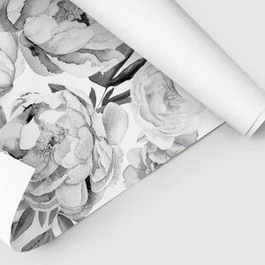 1/12 Grey Peony Peel and Stick Wallpaper Dollhouse Miniature  9" x 12" and 12" x 18" Sheets