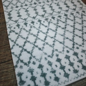 Dollhouse Charcoal Moroccan  1/3, 1/6, 1/12, 1/18 Fabric  Rug in Four Sizes Miniature Modern Dolls House Farmhouse Decor