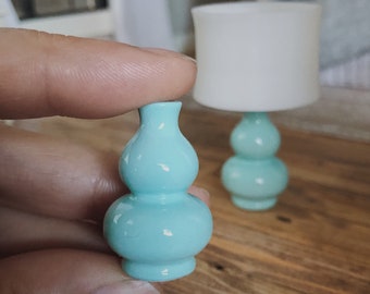 Lamp Base Mint Blue Double Gourd Decorative Dollhouse Nonworking 1/12 Scale Miniature Modern  Decor