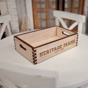 Dollhouse Heritage Farms Engraved Wood Crate 1:12 Miniature Modern Dolls House Farmhouse 1/12 Scale Decor