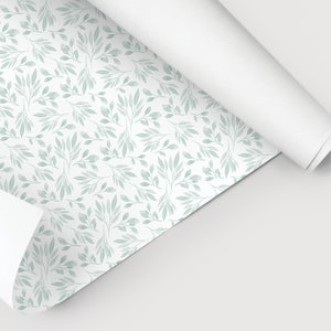 1/12 Mint Watercolor Branches Peel and Stick Wallpaper Dollhouse Miniature  9" x 12" and 12" x 18" Sheets