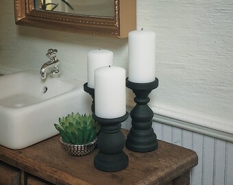 Dollhouse Candlesticks with Candles Flat Black 1/12, 1/6 Miniature Modern  1:12 Scale Decor