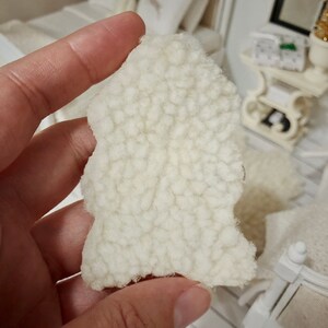 1:12 Ivory Sheepskin Fabric Faux Dollhouse 1/12 Scale Area Rug Miniature Diorama Modern Dolls House Farmhouse Decor 4x6 and 2x3 image 6