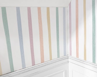 Pastel Rainbow Watercolor Stripe Dollhouse Wallpaper Miniature 1:12 Printable Download 8.5 x 11" and 11 x 17" Digital Sheet