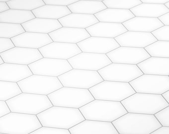 1/12 Large White Hex Mosaic Tile Effect Dollhouse Miniature 1:12 Printable Download 8.5 x 11" and 11 x 17" Digital Sheets