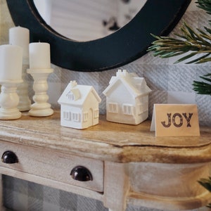 White Holiday House 1/12 Dollhouse Accent Miniature Modern 1:12 Christmas Luminary Village Decor image 1