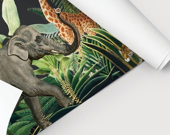 1/12 Tropical Animals Mural Peel and Stick Wallpaper Dollhouse Miniature  9" x 12" and 12" x 18" Sheet