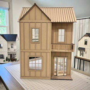 1:12 Scale Six Room Modern Farmhouse Three-Level Dollhouse Kit image 4