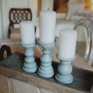 Dollhouse Candlesticks with Candles Dove Grey 1/12, 1/6 Miniature Modern 1:12 Scale Decor