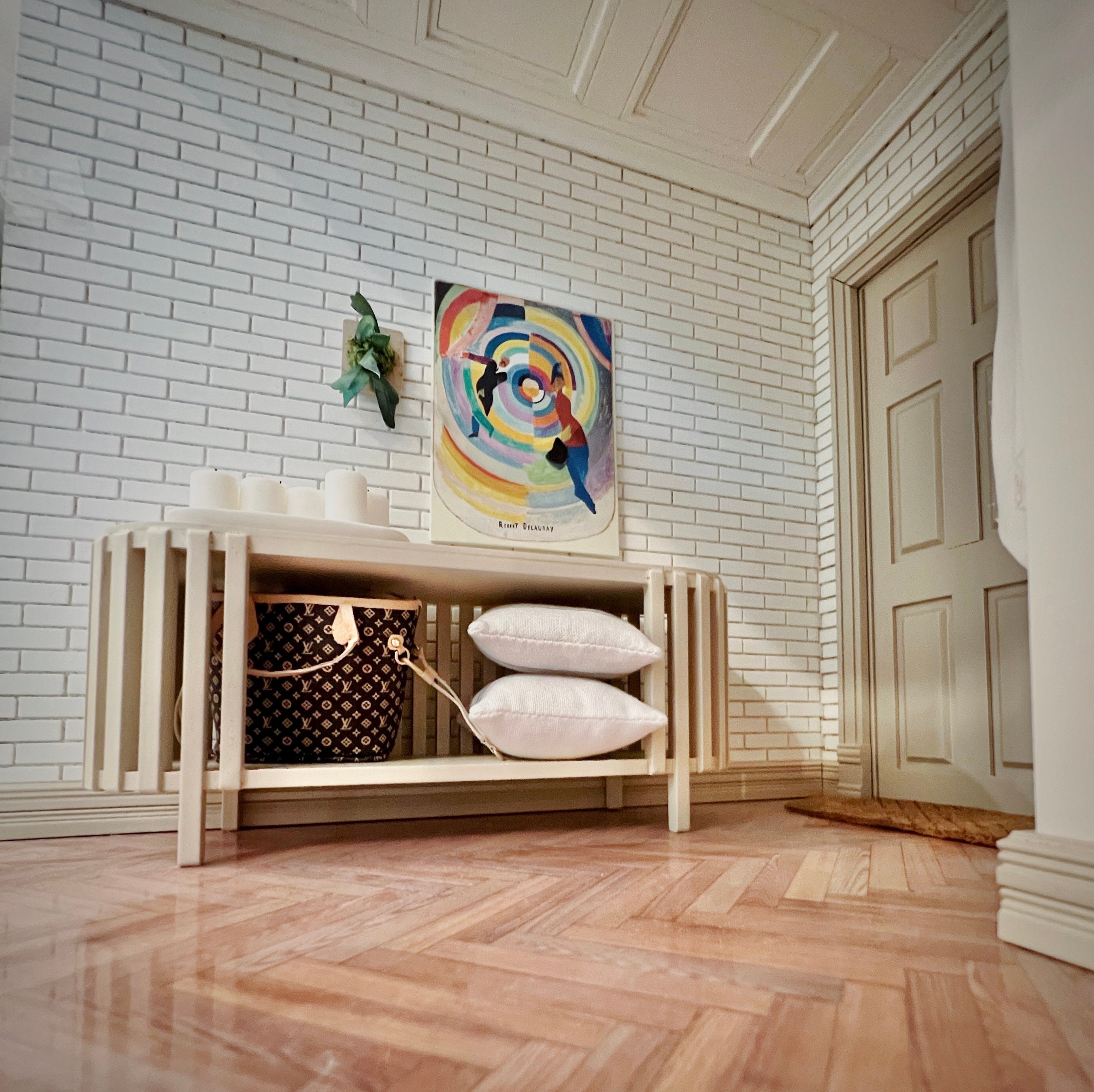 Slatted Round End Console Table Kit 112 Dollhouse Miniature Etsy