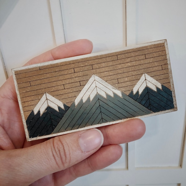 Unfinished Mountains Art 1/12 Dollhouse Paintable Framed Wall Hanging Miniature Modern Decor