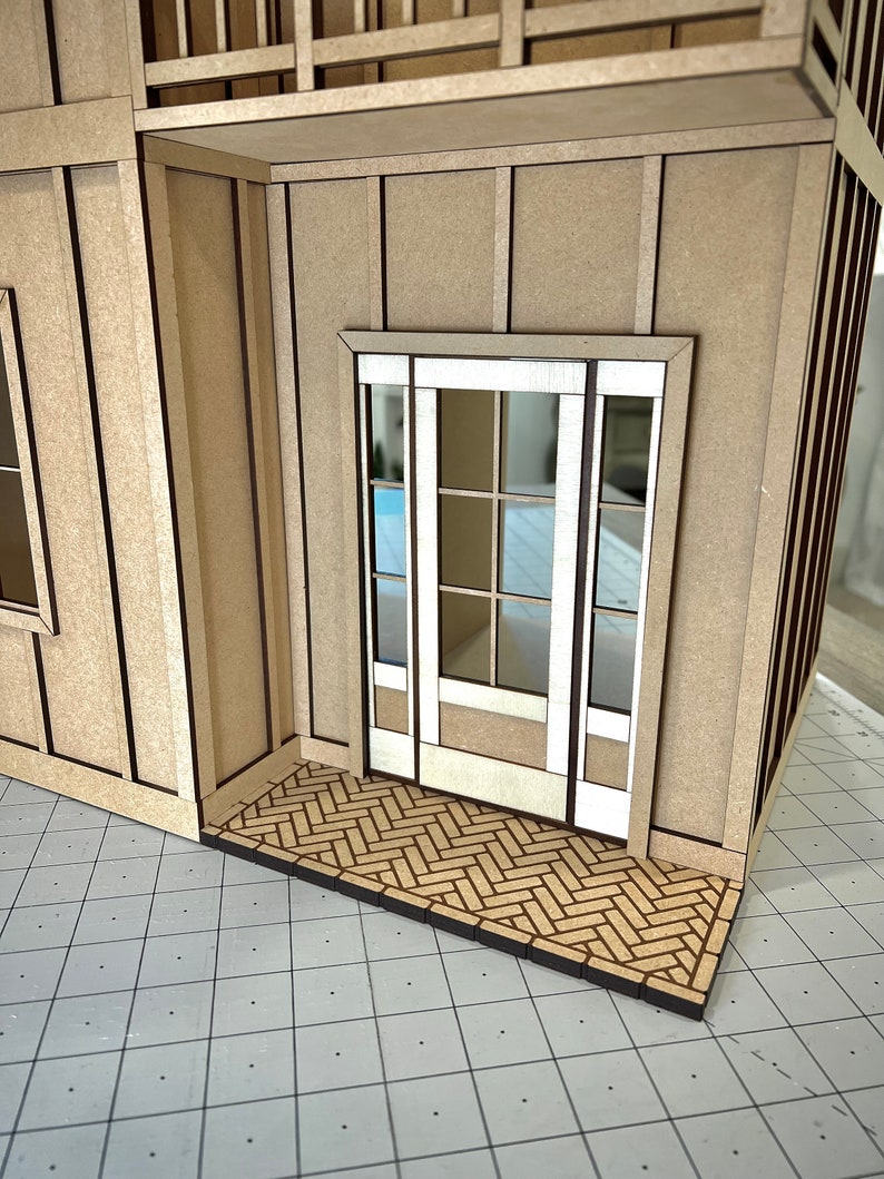 1:12 Scale Six Room Modern Farmhouse Three-Level Dollhouse Kit image 3