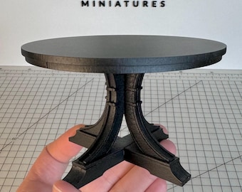Miniature Round Pedestal Table: 1/12 Scale Dollhouse Furniture