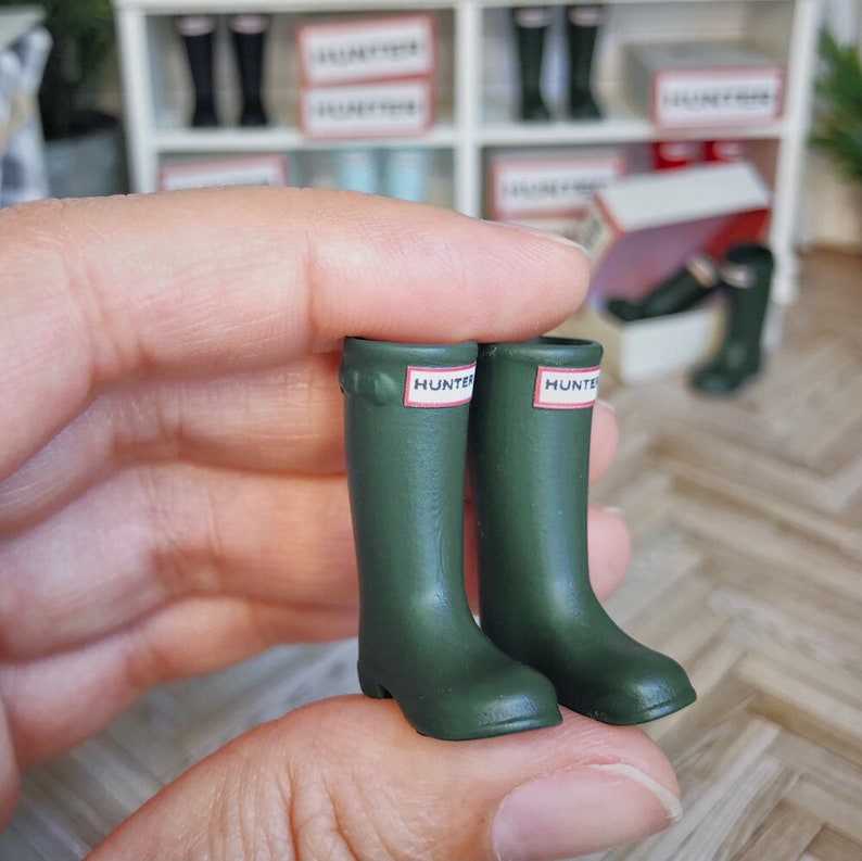 Tall Rain Boots with Box 1:12 Dollhouse Miniature Modern Dolls House Farmhouse 1/12 Scale Decor image 2