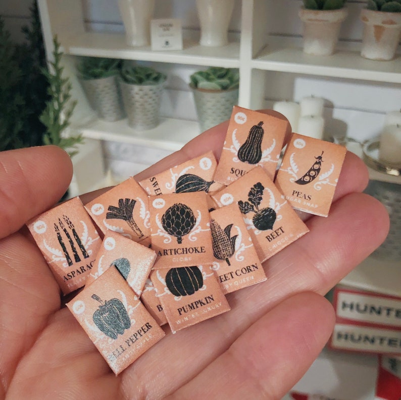Printable vegetable seed packets 1 12 dollhouse miniature etsy
